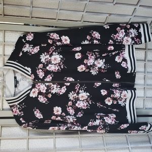 Torrid black and  pink floral lightweight bomber jacket 2